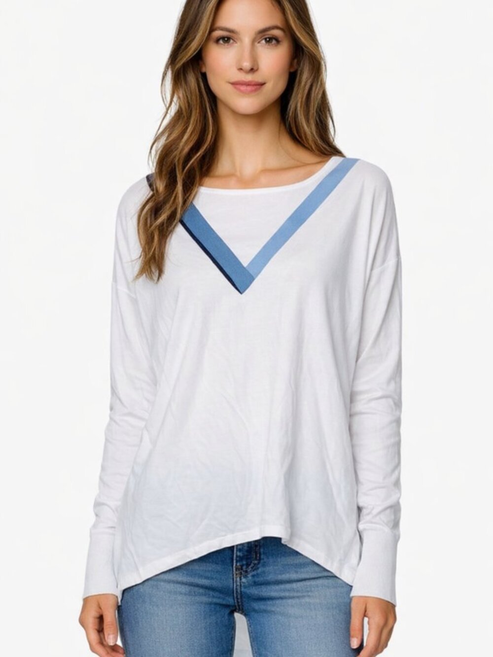 HUKKA Design White Tunic Top Size 4 Flowy‎ Boho Lightweight Viscose Long Sleeve